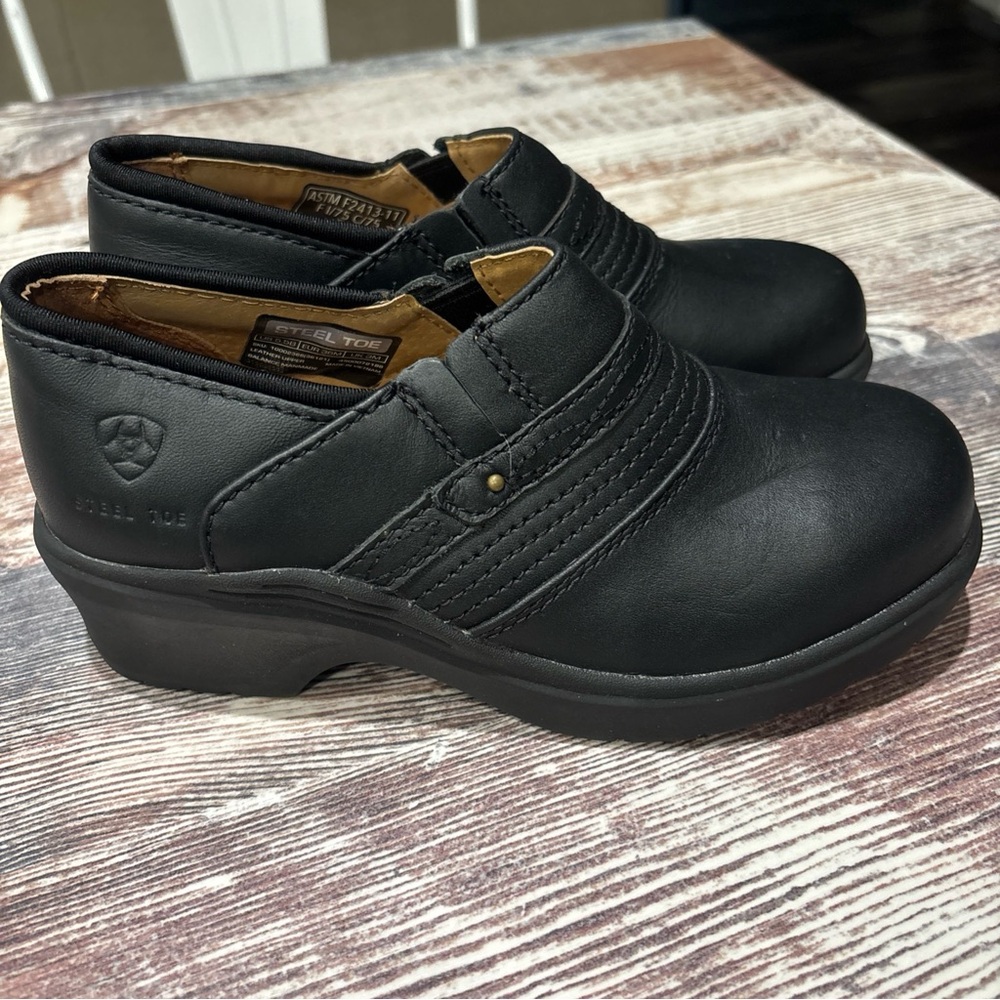 Ariat Steel Toe Clog Work Shoes Sneakers Slip On Black Construction Low Wmn 5.5B